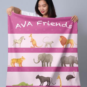 Personalized Animal Blanket Gift, Custom Blanket for Kids, Baby Name Blanket, Baby Blanket, Blanket for Newborn,Fleece/Sherpa/Minky Blanket