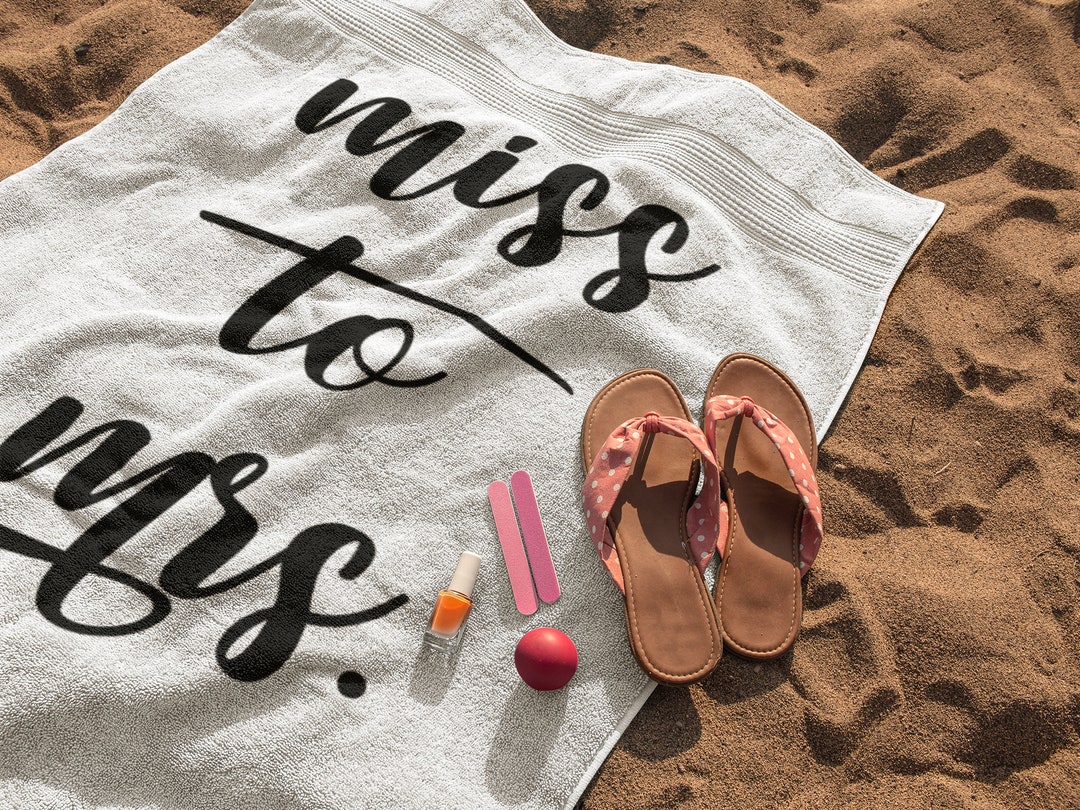 thumbnail image 2 of Personalized Bride Beach Towel - Custom Name Mrs Towel For Bachelorette & Honeymoon 2 of 11