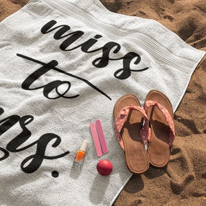 thumbnail image 2 of Personalized Bride Beach Towel - Custom Name Mrs Towel For Bachelorette & Honeymoon 2 of 11