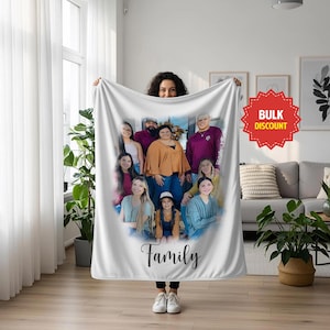Custom Photo Blanket Collage, Picture Blanket With Text, Memorial Blanket, Friend Couples Gift, Birthday Anniversary Gift, Family Blanket
