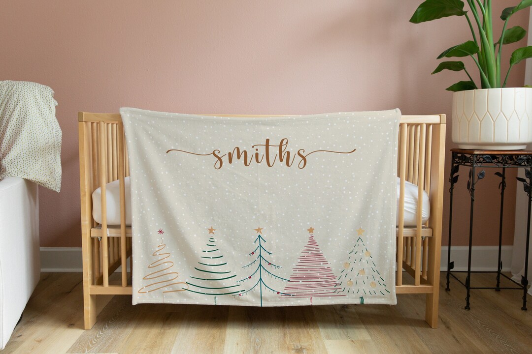 Personalized christmas blanket family blanket christmas trees throw