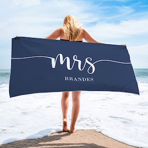 MR And MRS TOWEL, Custom Beach Towel, Organic Cotton Towel, Unique Design Modern Causal Comfortable Towel For Couples