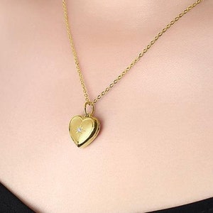 Personalized Heart Locket, Photo Necklace for Women, Heart Locket with Cubic Zirconia Inlay, Gift for Mom, Mothers Day Gift