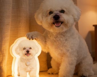 Personalized Pet Photo Motion Sensor Night Light, Custom Dog Cat Wall Lamp (Warm Glow)