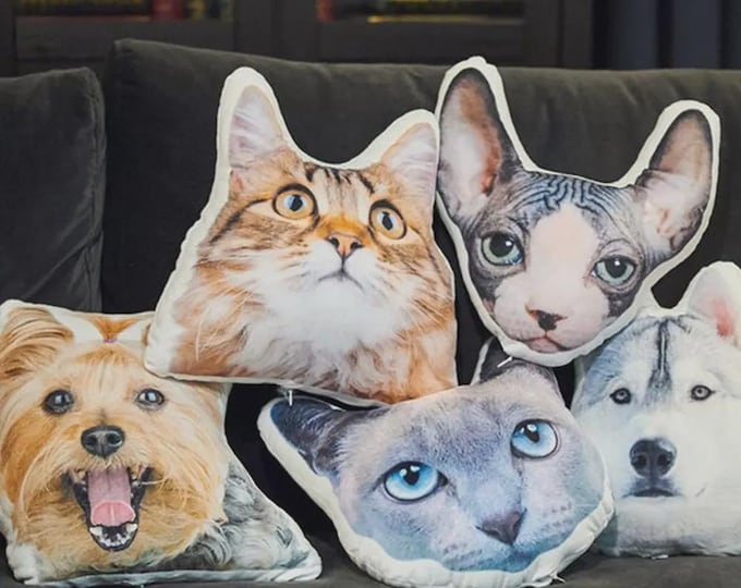 Custom Pet Pillow, Personalized Full Body or Head Photo Keepsake