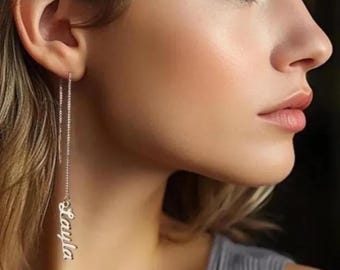 Personalized Name Drop Earrings: Custom Copper Jewelry