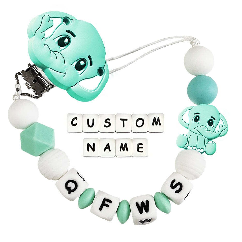 Kowlone Clip Ciuccio Personalizzata Con Nome – Catenella Portaciuccio Elefante, Viola, Regalo Neonato