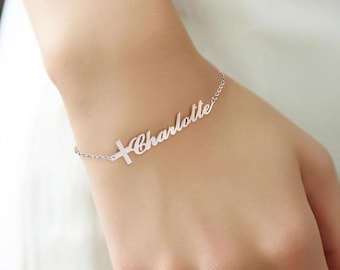 Custom Name Cross Bracelet | Personalized Christian Jewelry
