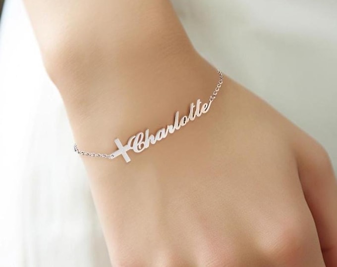 Custom Name Cross Bracelet | Personalized Christian Jewelry