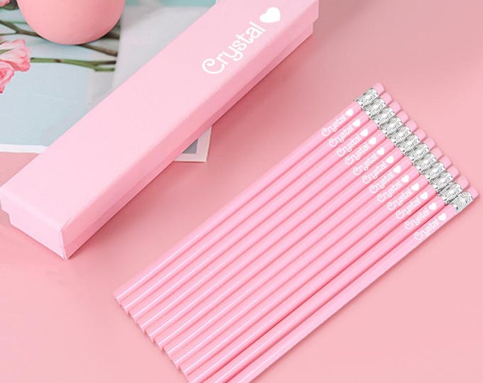 Personalized Pink Pencils: Custom Name HB Pencil Set