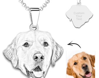 Personalized Pet Photo, Engraved Necklace For Pet Lovers, Pet Lovers Gift, Dog Lovers Gift, Cat Lovers Gift, Pet Loss Gift