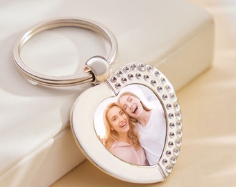 Custom Photo Keychain, Stainless Steel Heart Keyring, Birthday Gift, Christmas Gift, Custom Keyring, Photo Keyring