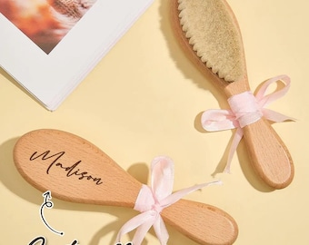 Personalized Baby Hairbrush and Comb Set, Custom Wood Brush