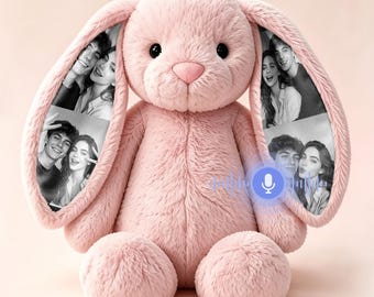 Personalized Photo & Voice Recording Plush Bunny, Anniversary Gift for Girlfriend