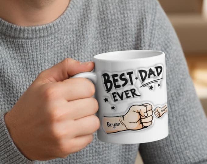 Personalized 3D Inflated Effect Coffee Mug – Dad Ever Custom Name Gift