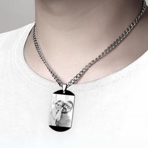 Custom Engraved Dog Tag Necklace With Photo And Calendar, Father&#39;s Day Gift, Gift For Dad, Gift for Grandpa, Unique Gift, Personalized Gift