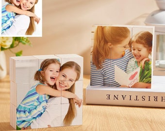 Custom Photo Blocks, Wooden Block Puzzle, Personalized Puzzle Blocks, Home Decor, Christmas Gift, Gift for Wife, Gift For Mom