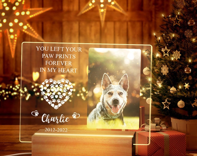 Custom Pet Memorial Night Light: Personalized Photo Gift, Gift for Dog Moms