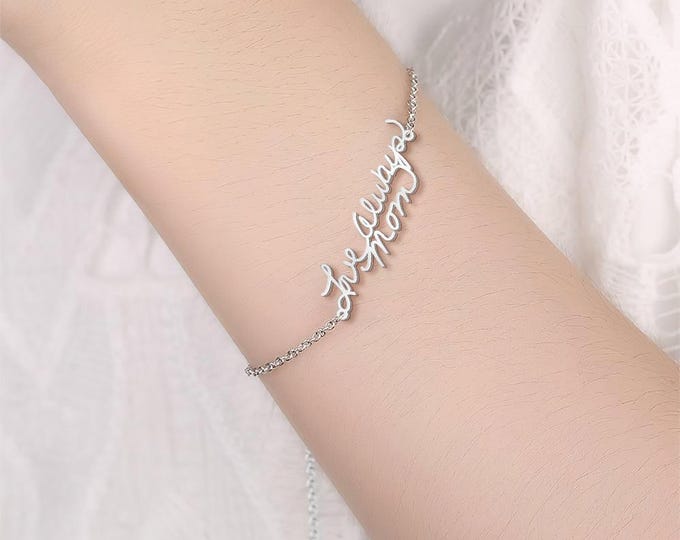 Personalized Handwritten Message Bracelet: Custom Memorial Keepsake, Gift for Mom