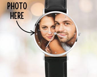 Personalized Photo Watch – Genuine Leather 40mm Strap, Father's Day Gift