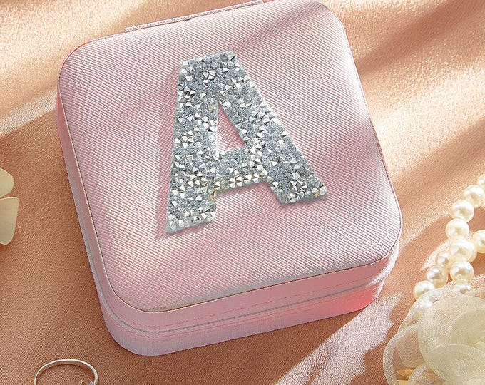 Personalized Rhinestone Monogram Jewelry Travel Case, Bridesmaid Gifts