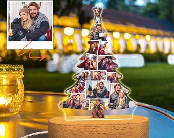 Custom Photo Christmas Tree Light, Personalized Gift With Pictures, Night Light, Home Decor, Gift For Christmas, Holiday Decor