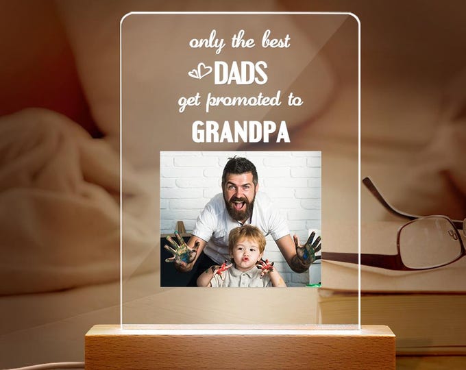 Custom Photo Acrylic Night Light: Gift for Grandpa, Father's Day Gift