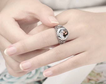 Women's Custom Photo Ring, Personalized Photo Ring, Silver, Gold, Rose Gold Finish, Christmas gift, Birthday Gift, Bereavement gift