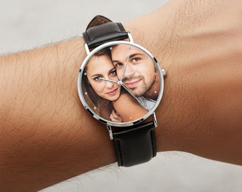 Personalized Photo Watch – Genuine Leather 40mm Strap, Father's Day Gift