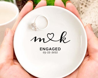 Personalized Ceramic Engagement Ring Dish: Bridal Gift