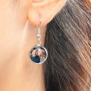 Custom Photo Drop Earrings, Unique Jewelry For Women, Personalized Keepsake gift, Memento gift, Gift for women, Christmas gift