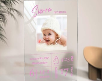 Personalized Baby Birth Plaque, Custom Baby Photo Plaque Gift, Baby Gift, Newborn baby gift, Baby boy, Baby girl