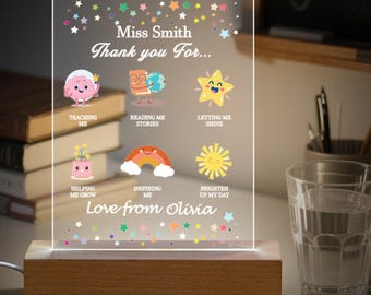 Custom Name Teacher Appreciation Night Light, Acrylic Night Light Decor, Perfect Thank You Gift for Teacher