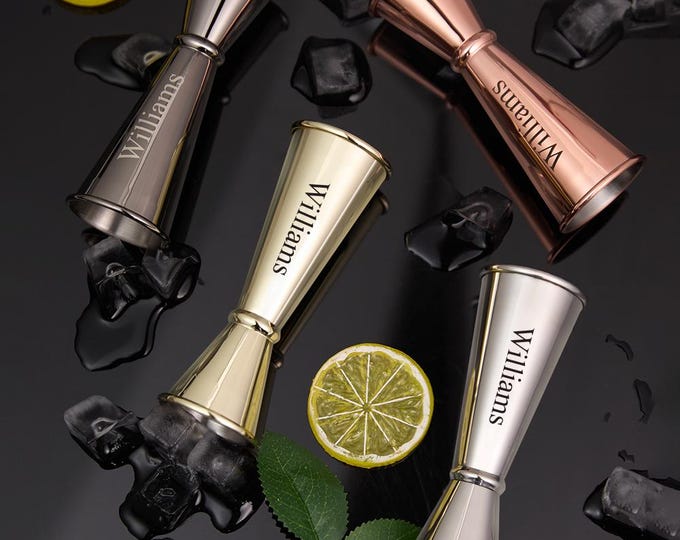 Personalized Stainless Steel Cocktail Jigger: Engraved Bartender Gift