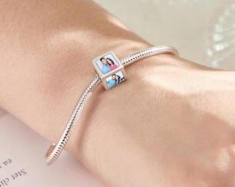 Custom Four-Sided Photo Charm: Personalized Pandora Style Charm, Mother's Day Gift