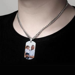 Op maat gegraveerd roestvrijstalen herendogtag, fotoketting voor helden, cadeau voor papa, Vaderdagcadeau, cadeau voor opa, aandenken