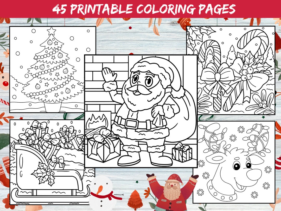 Christmas Coloring Pages for Kids,45 Printable Christmas Coloring