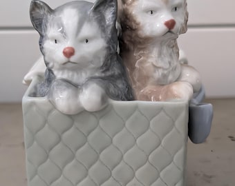 Lladro NAO Asleep in A Basket #1407 Cat Sleeping - Etsy