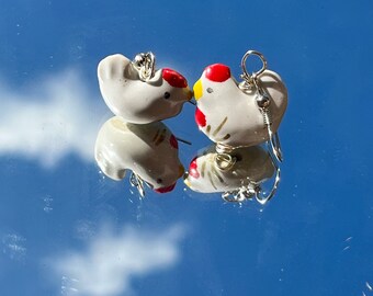 Pendientes pollos enamorados