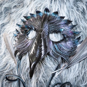 Raven Leather Mask | Blue/Purple/Red | Handmade | Made to order