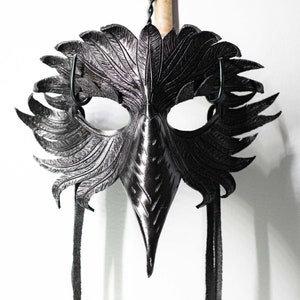 Raven Leather Mask | Black | Handmade | Made to order