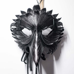 Fancy Raven Leather Mask | Black | Handmade | Made to order