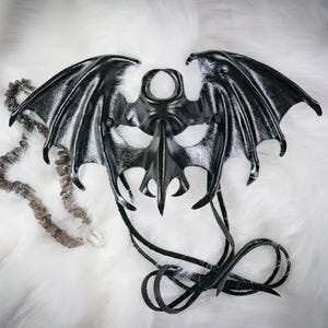 Big Bad Bat Leather Mask | Black | Handmade | Made to order