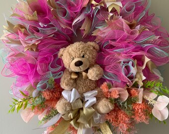 Baby Girl Pink Wreath Decoration