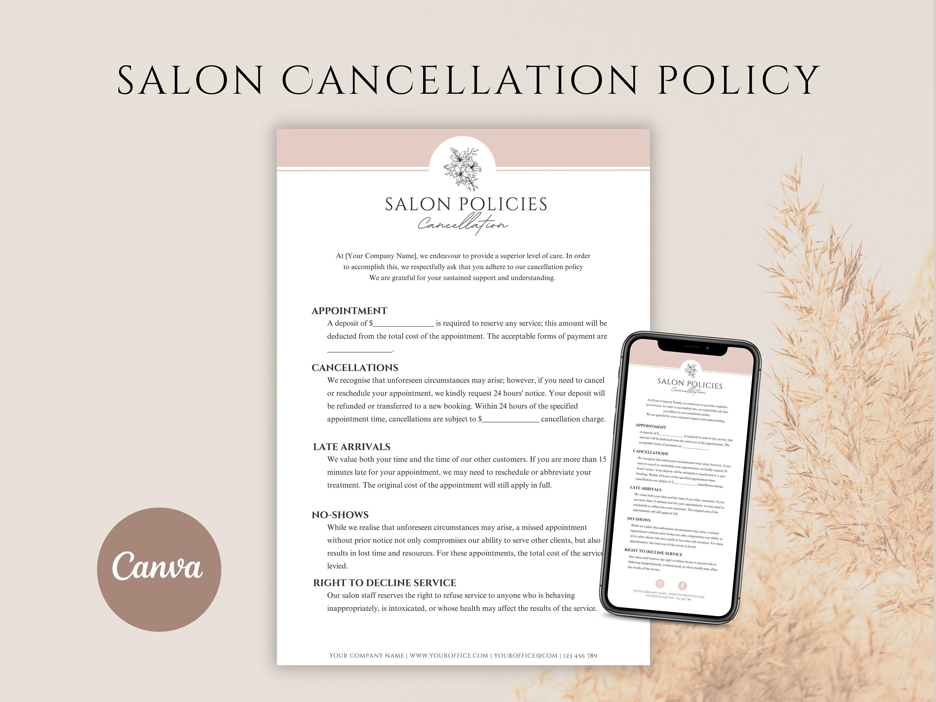 Salon Cancellation Policy Template for Beauty Salon Policies Salon Cancellation Policy Template for Beauty Salon Policies