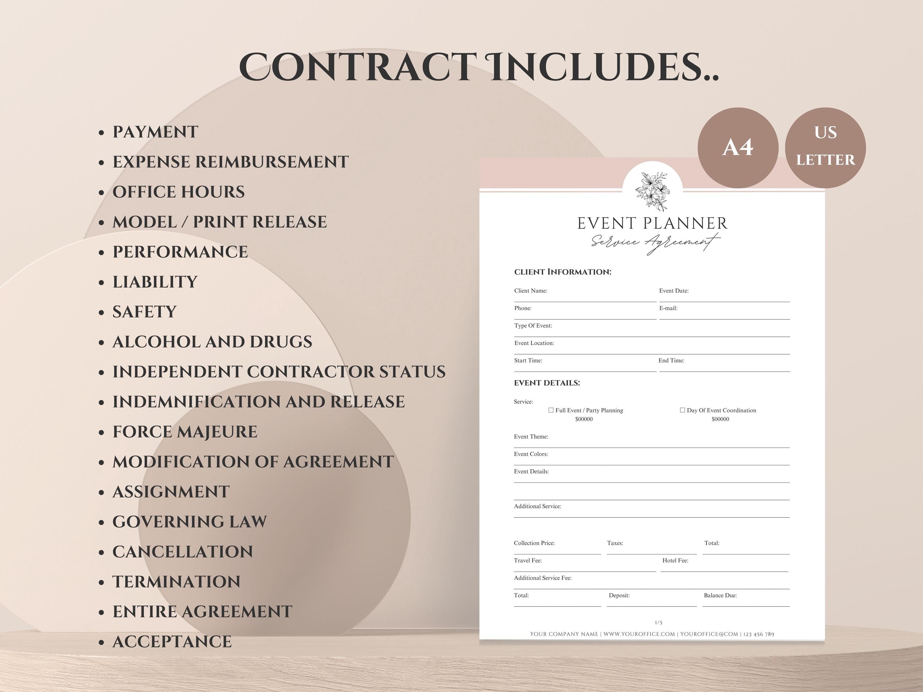 Event Planner Contract Template for Event Planning Service Agreement ...
