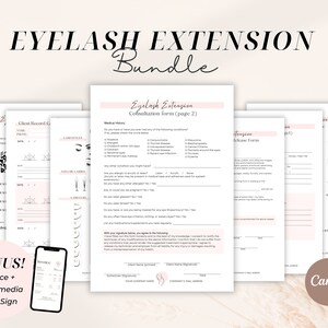 Eyelash Extension Forms Lash Consent Template Lash Tech Consultation Esthetician Forms Lash Forms Eyelash Aftercare Card  Lash Technician