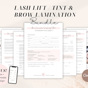 Brow Lamination, Lash Lift, Tint Forms, Professional Lash Consent Templates Esthetician Forms Consent Form Editable brow lash tech Forms