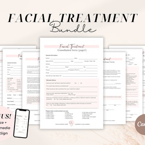 Facial Treatment Forms Esthetician Template Skincare Consent Forms Esthetician Forms Editable Facial Consent Form Canva Beauty Salon Forms