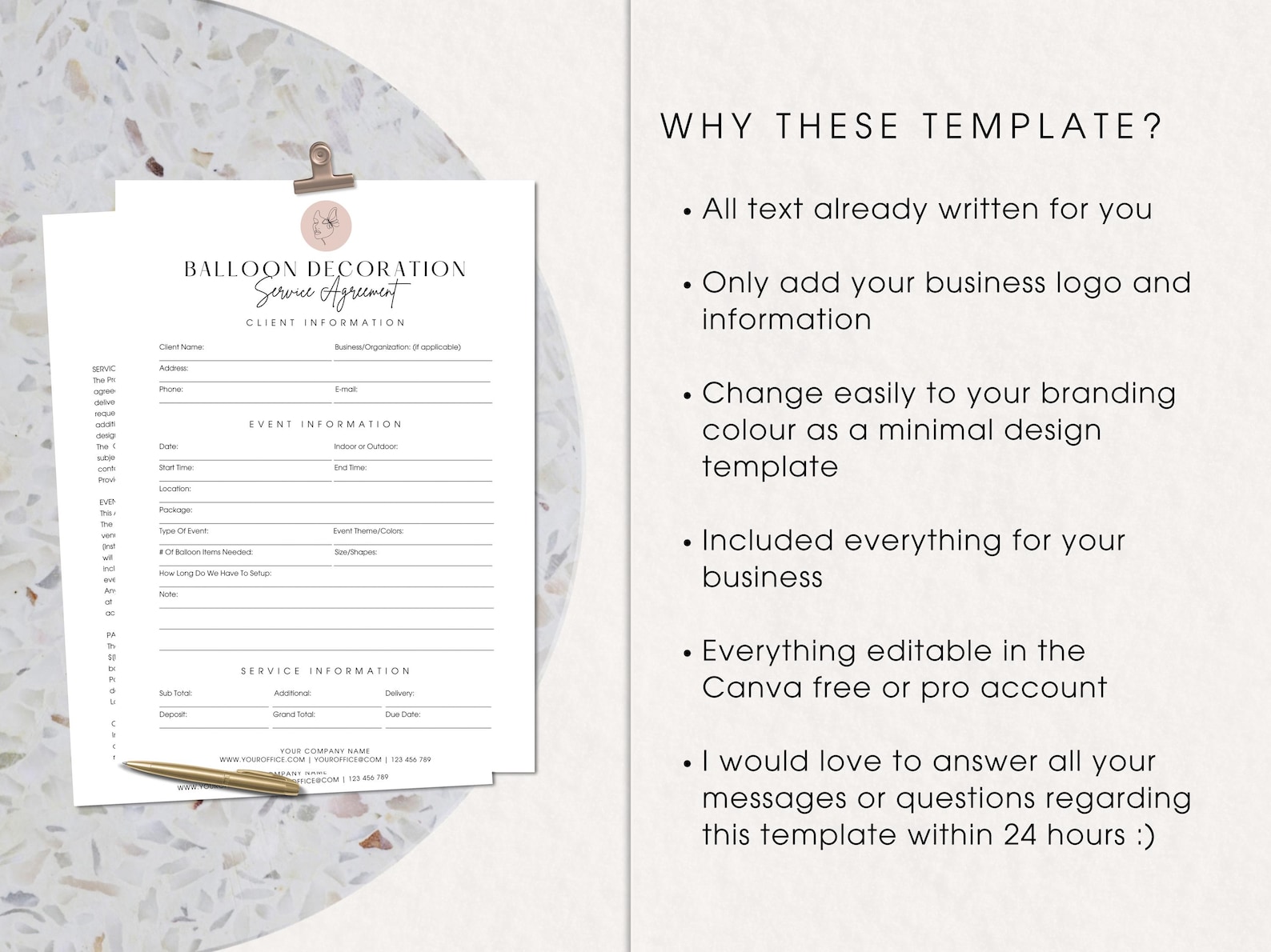 Balloon Decor Service Contract Template Event Planner Agreement